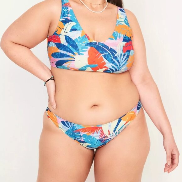 Old Navy Tropical Leaf Print Mid Rise Bikini Bottom Size 2X | NWT | Plus Swim - Picture 1 of 2